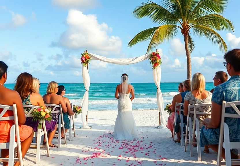 Beach wedding ceremony